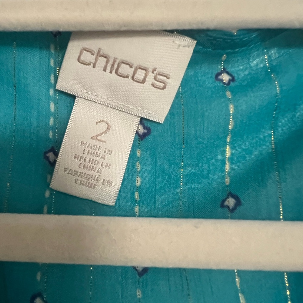 Chico's Turquoise Patterned Blouse - image 4